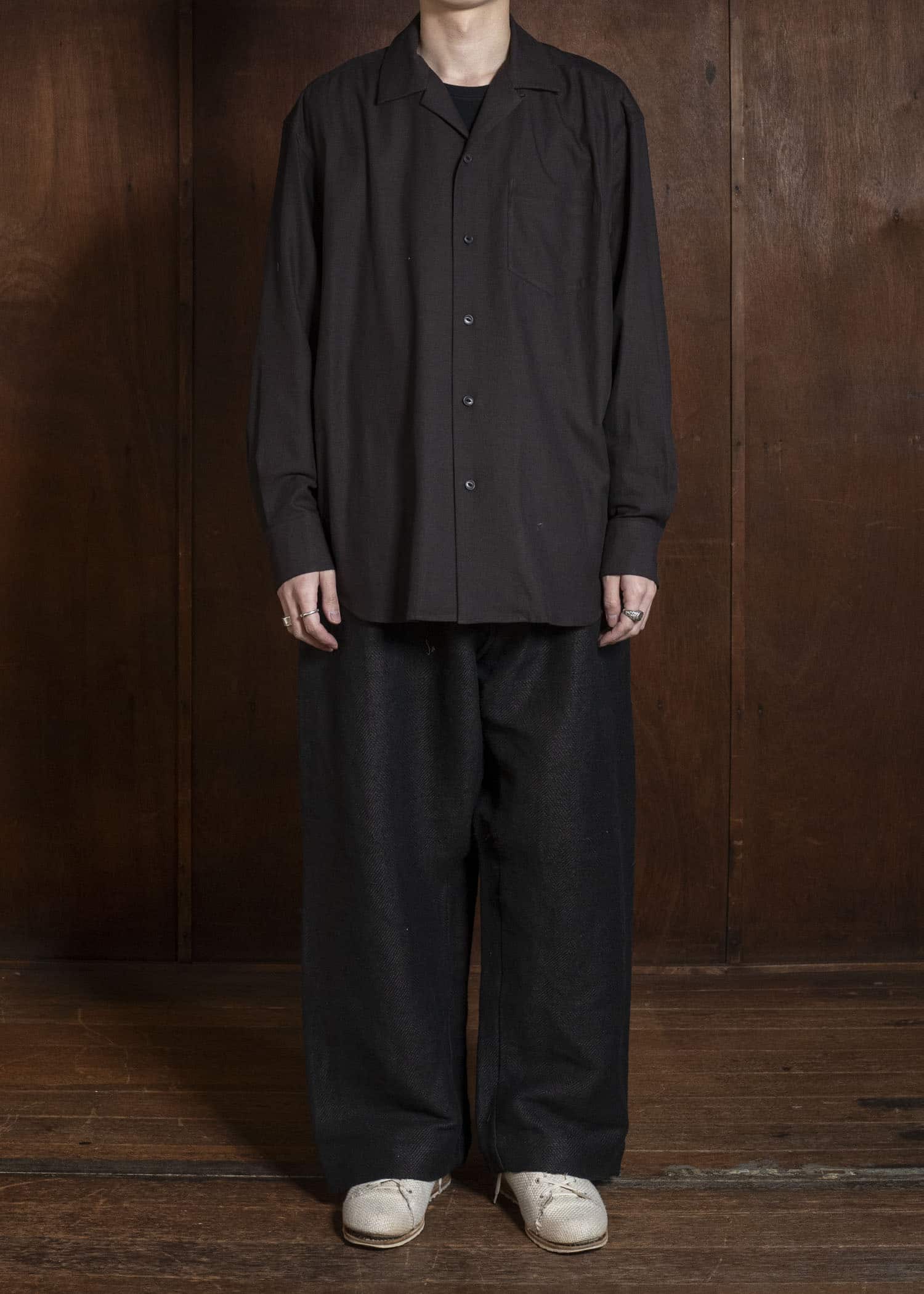 YOKO SAKAMOTO YS-26SS-48-BROWN Open Collar Shirt BROWN