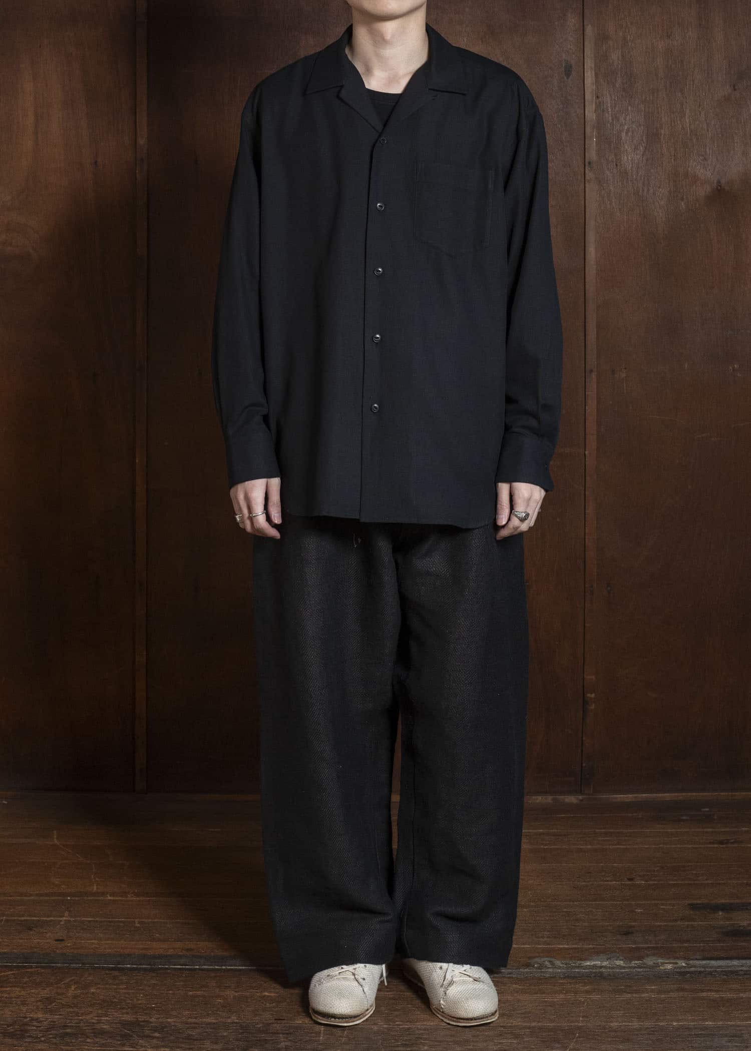 YOKO SAKAMOTO YS-26SS-48-BLACK Open Collar Shirt BLACK