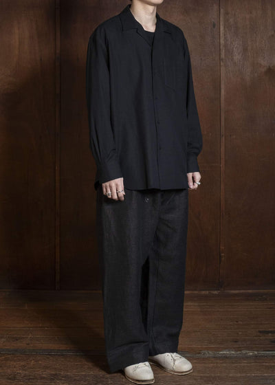 YOKO SAKAMOTO YS-26SS-48-BLACK Open Collar Shirt BLACK