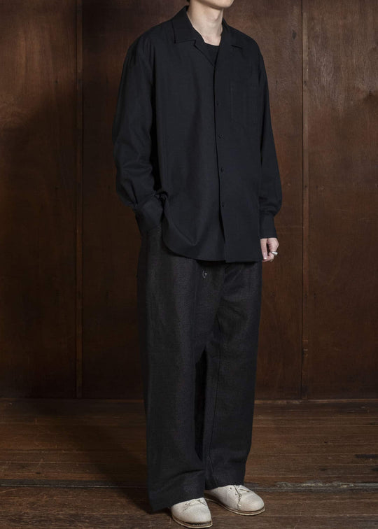 YOKO SAKAMOTO YS-26SS-48-BLACK Open Collar Shirt BLACK