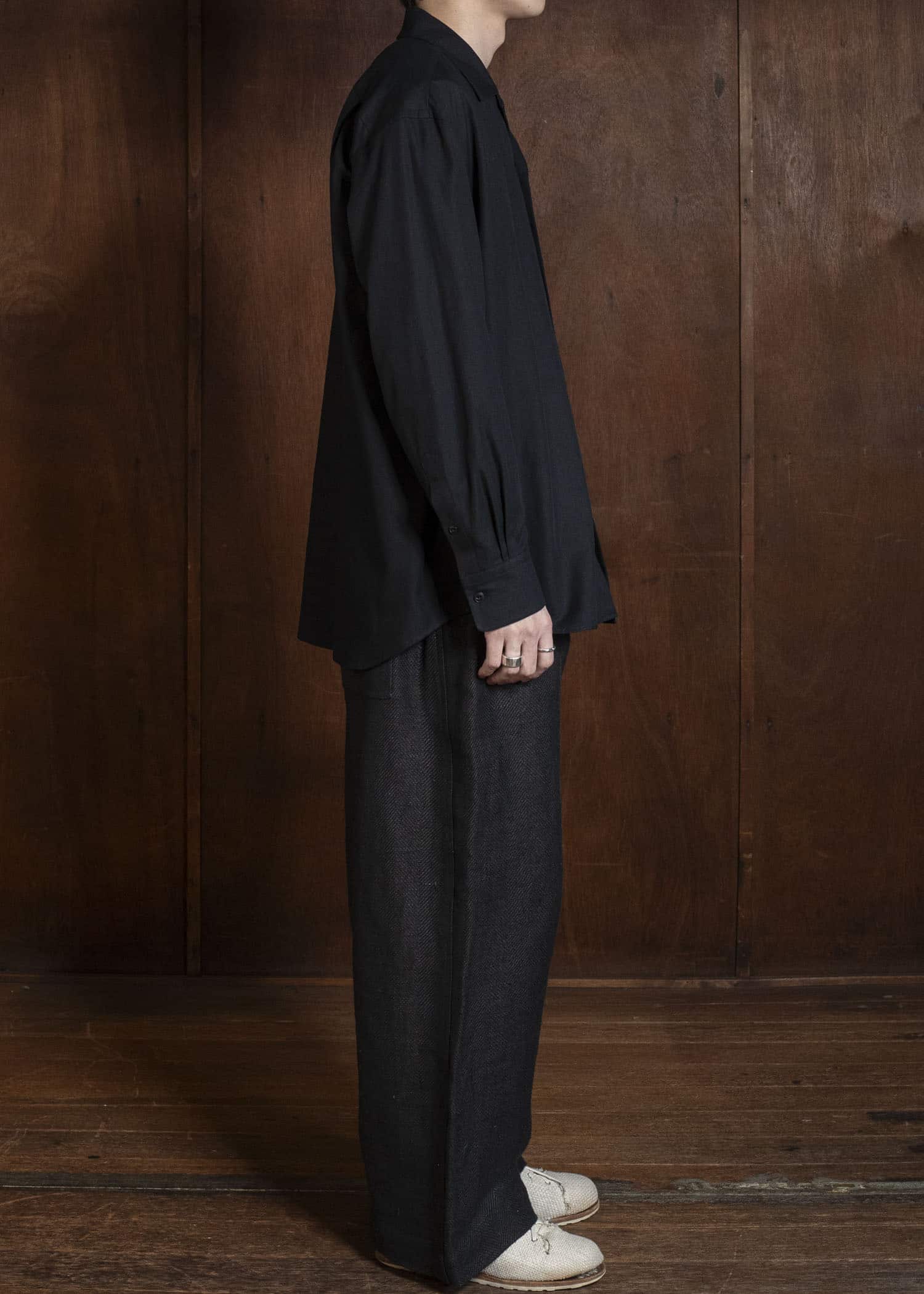 YOKO SAKAMOTO YS-26SS-48-BLACK Open Collar Shirt BLACK