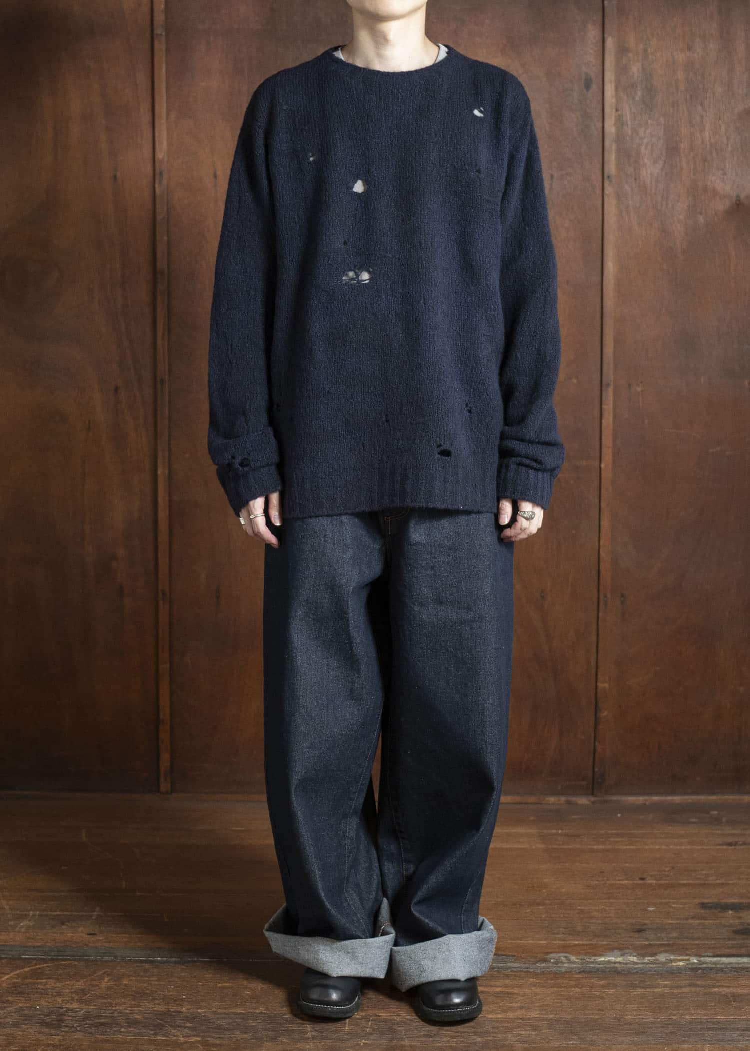 UMA WANG UK7595 ROUND NECK TOP uw390 - dark blue