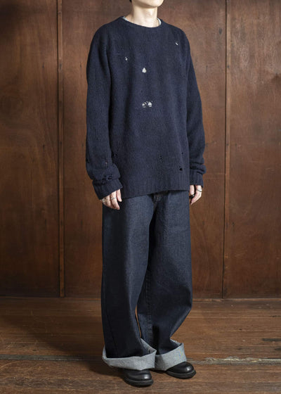 UMA WANG UK7595 ROUND NECK TOP uw390 - dark blue