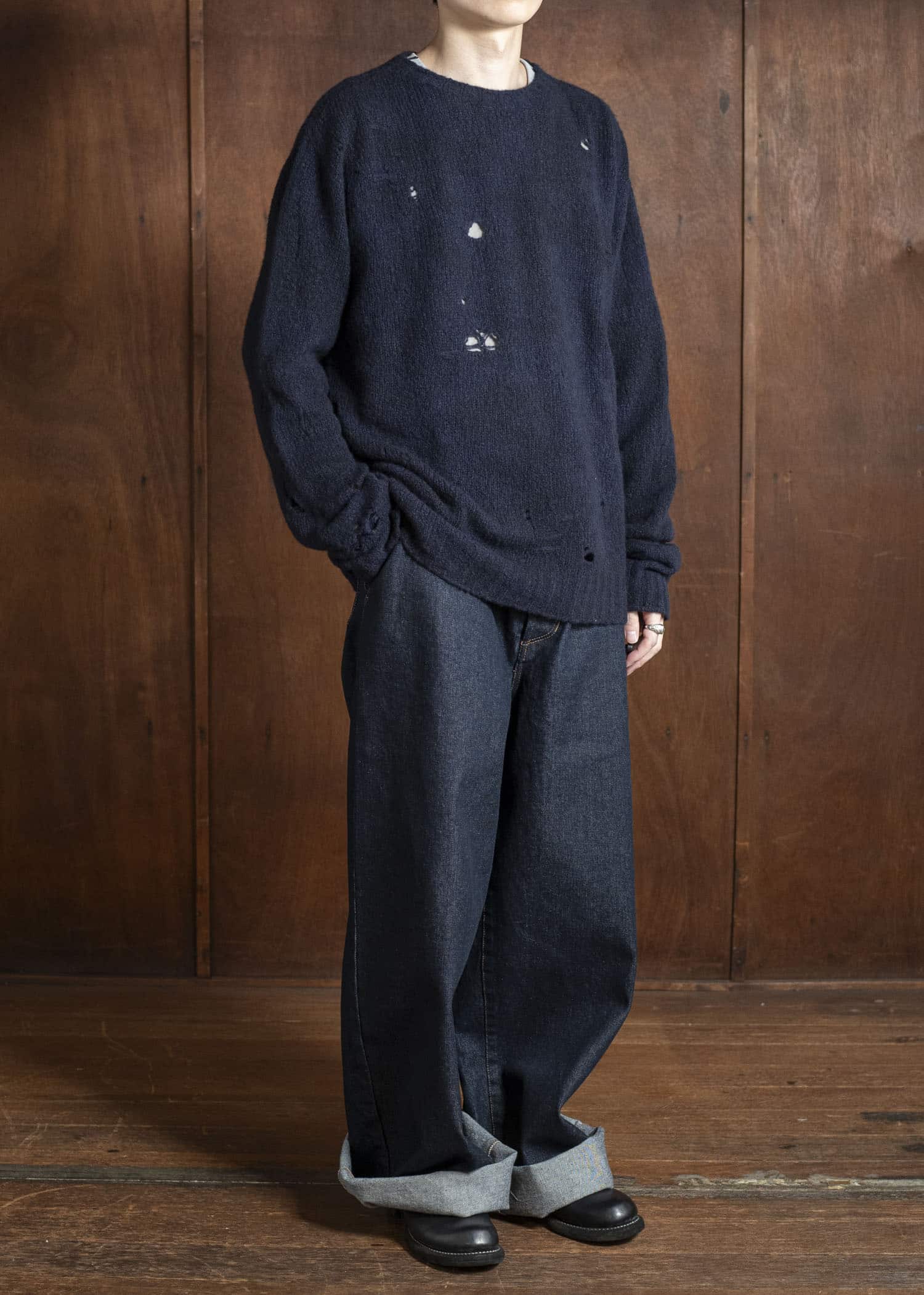 UMA WANG UK7595 ROUND NECK TOP uw390 - dark blue