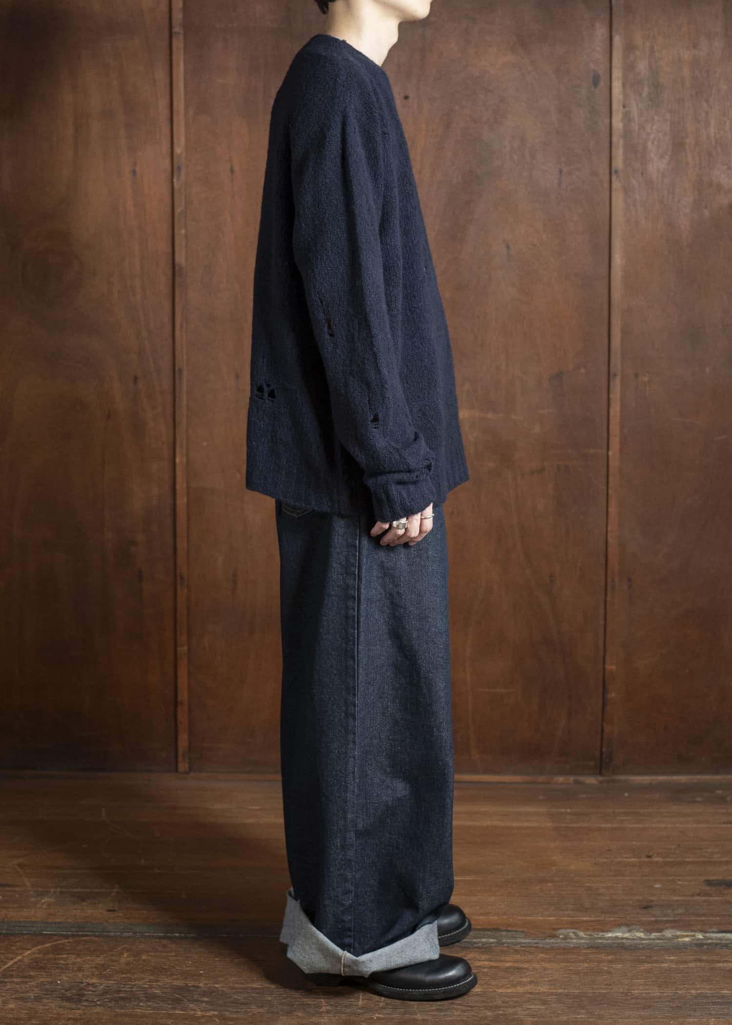 UMA WANG UK7595 ROUND NECK TOP uw390 - dark blue