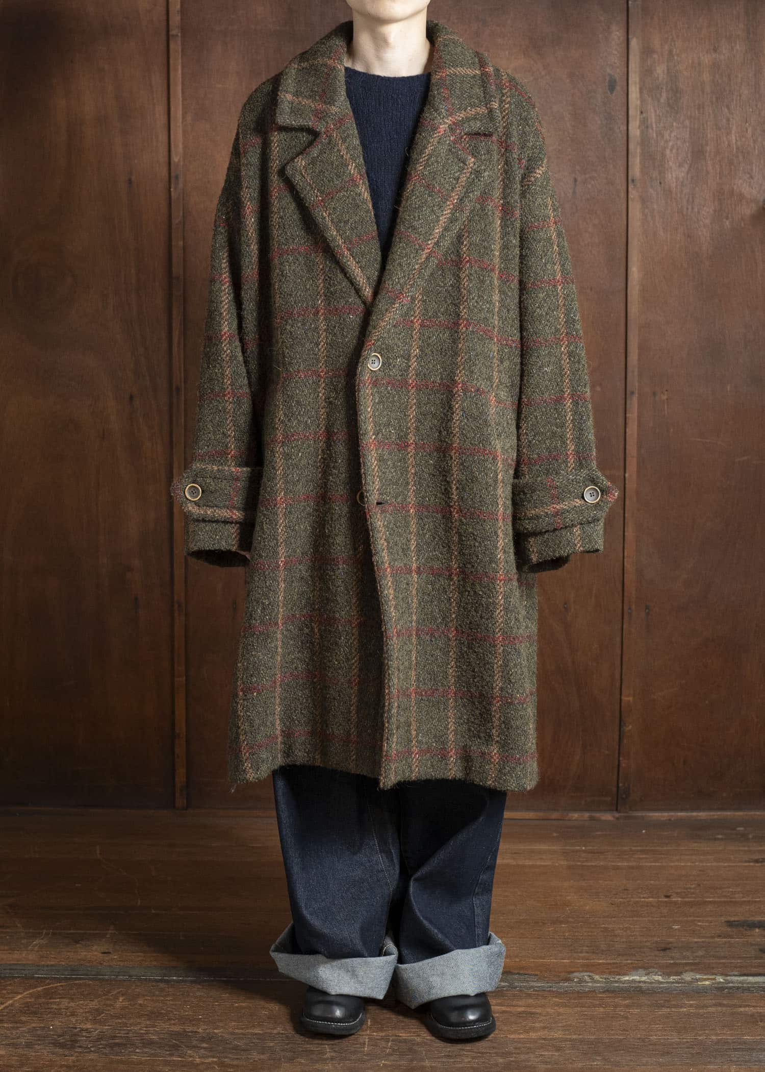 UMA WANG UM8506 CASSIE COAT uw472 - green/red/tan