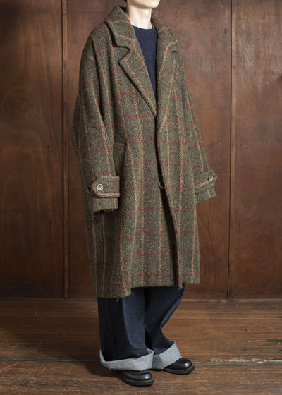 UMA WANG UM8506 CASSIE COAT uw472 - green/red/tan