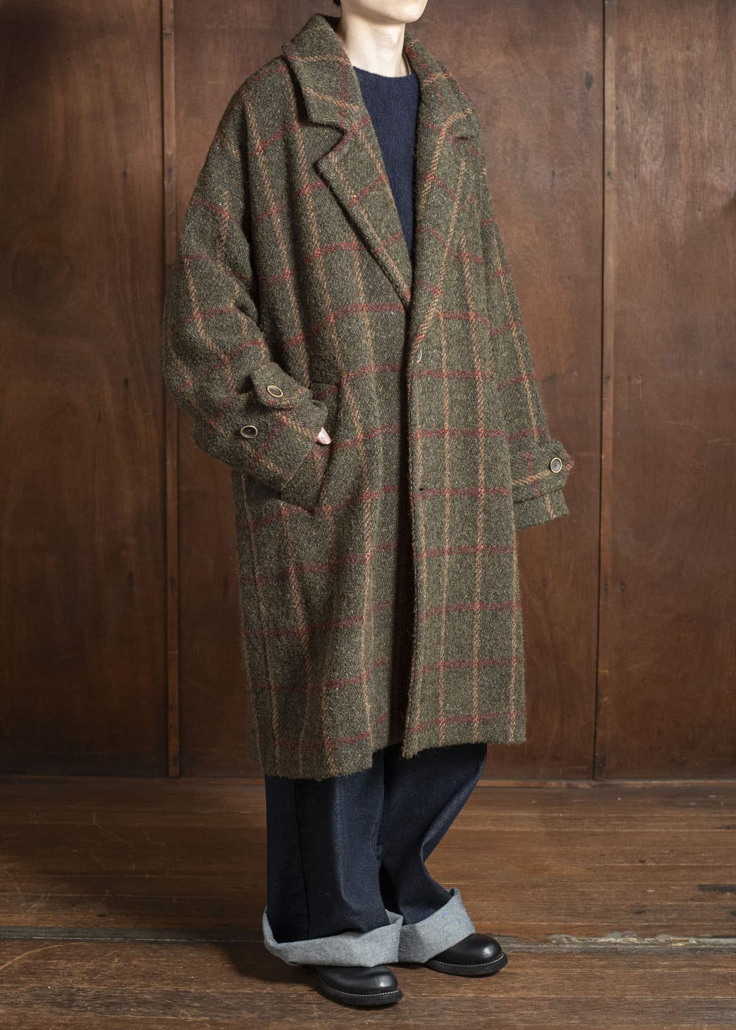 UMA WANG UM8506 CASSIE COAT uw472 - green/red/tan