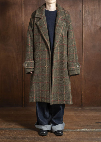 UMA WANG UM8506 CASSIE COAT uw472 - green/red/tan