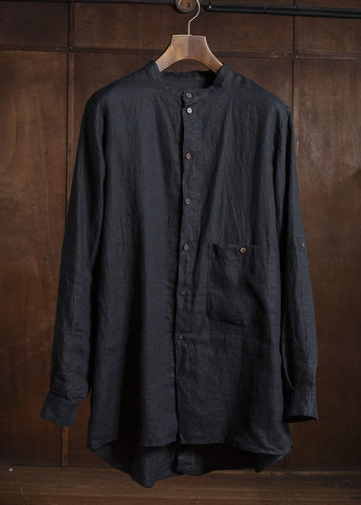 Aleksandr Manamis Linen Collarless Shirt