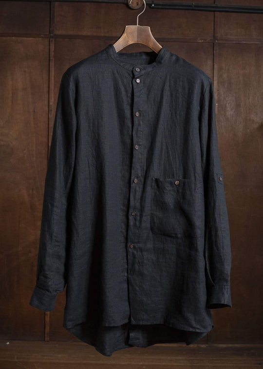 Aleksandr Manamis Linen Collarless Shirt