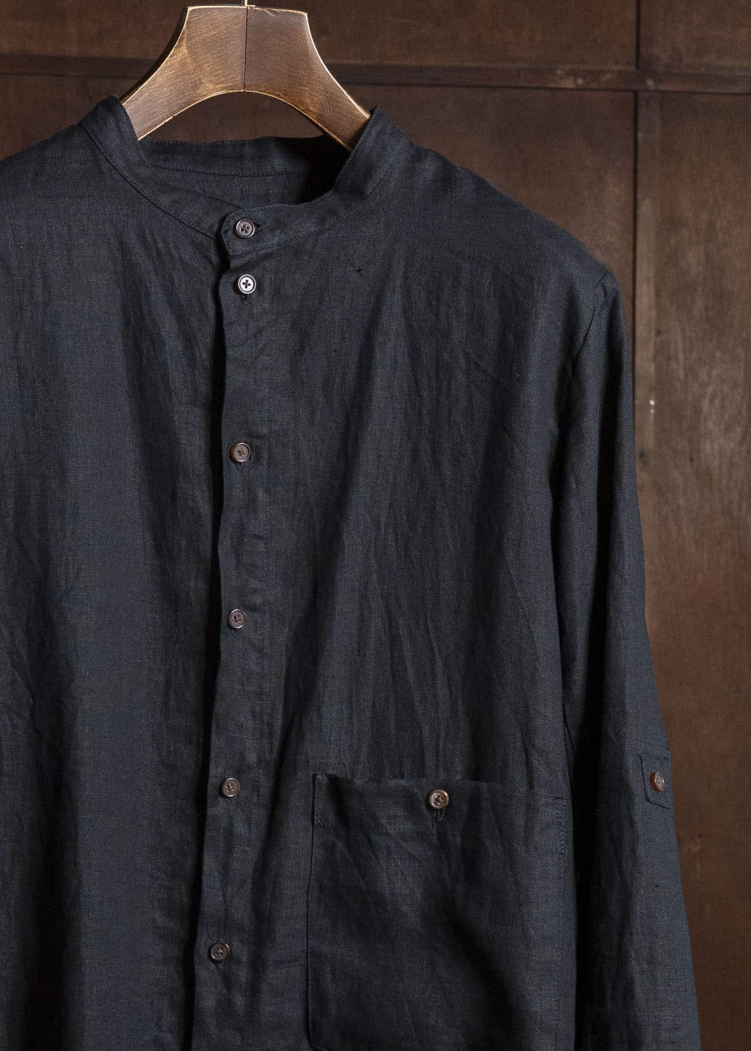 Aleksandr Manamis Linen Collarless Shirt