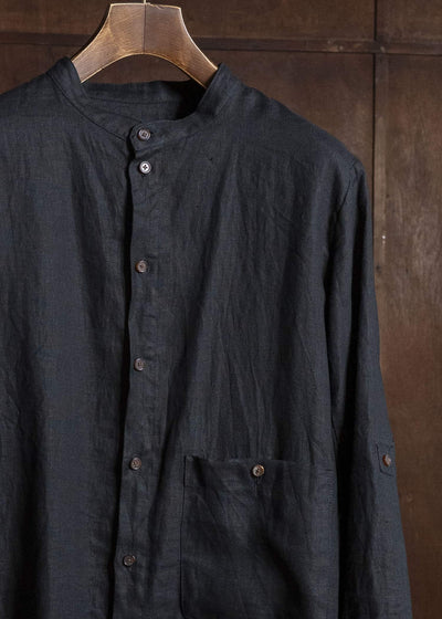 Aleksandr Manamis Linen Collarless Shirt