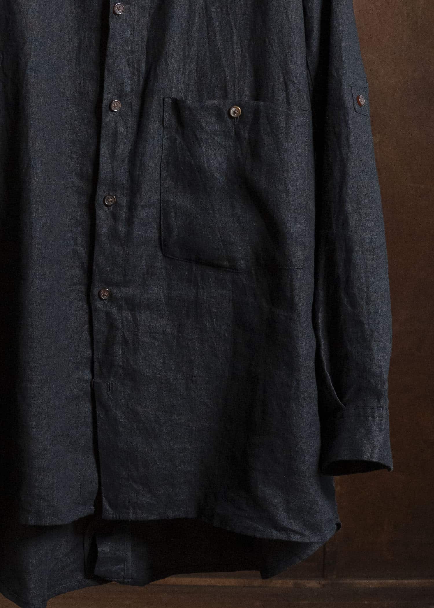 Aleksandr Manamis Linen Collarless Shirt