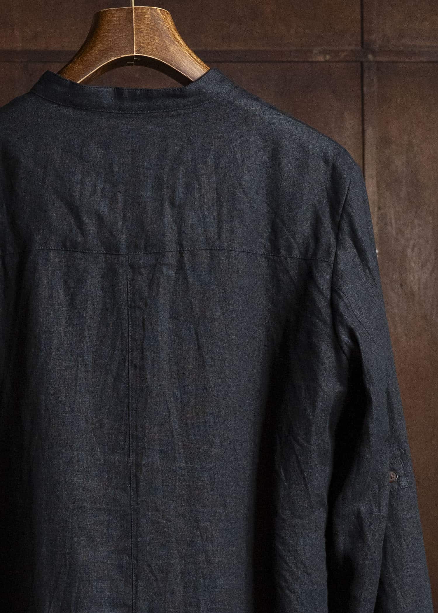 Aleksandr Manamis Linen Collarless Shirt