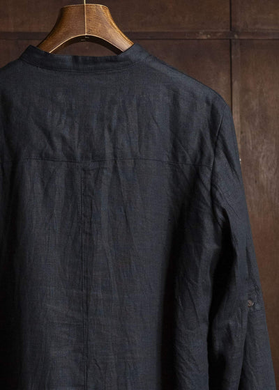 Aleksandr Manamis Linen Collarless Shirt