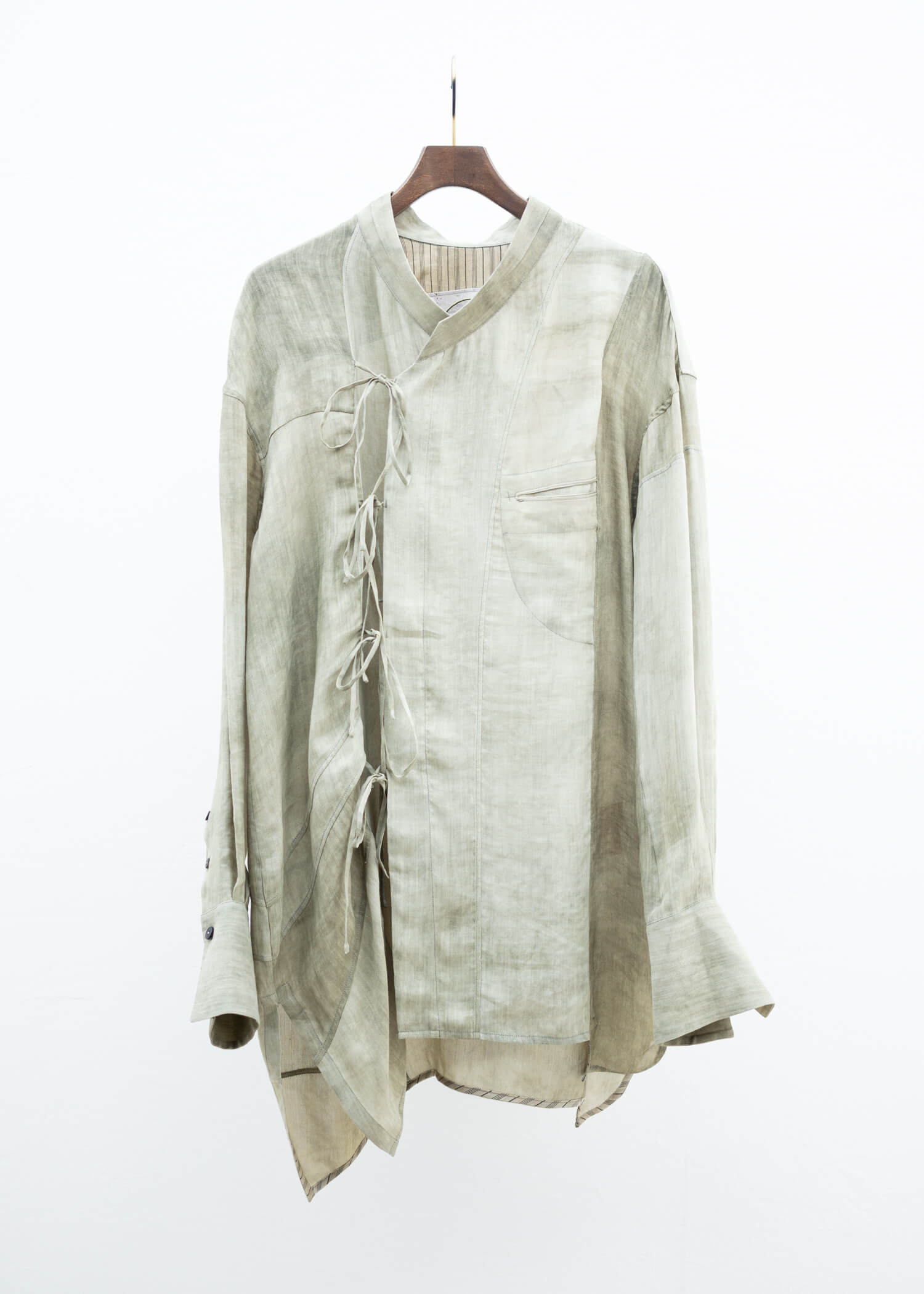 ZIGGY CHEN CONTRAST PANELED STRING SHIRT