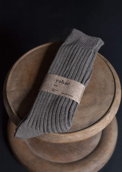 yahae Organic Cotton Yak Ribbed Socks Dark Grey