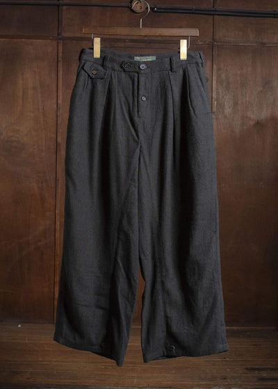 Aleksandr Manamis Brushed Wool Viscose Linen Wide Trousers