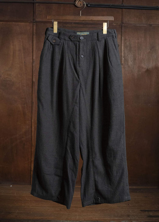 Aleksandr Manamis Brushed Wool Viscose Linen Wide Trousers