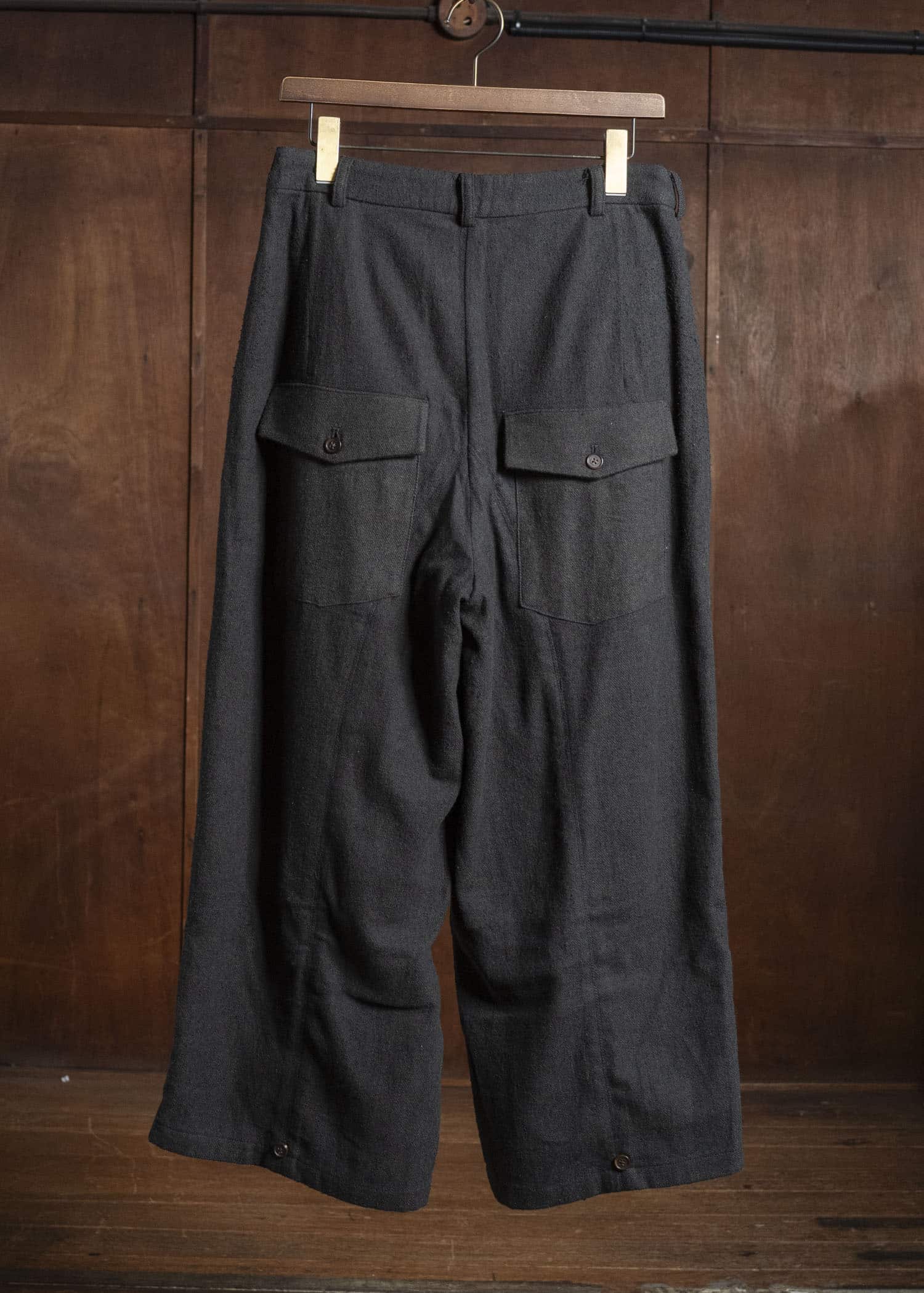 Aleksandr Manamis Brushed Wool Viscose Linen Wide Trousers