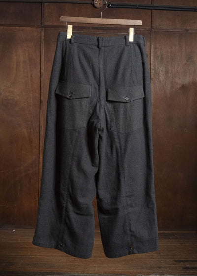 Aleksandr Manamis Brushed Wool Viscose Linen Wide Trousers