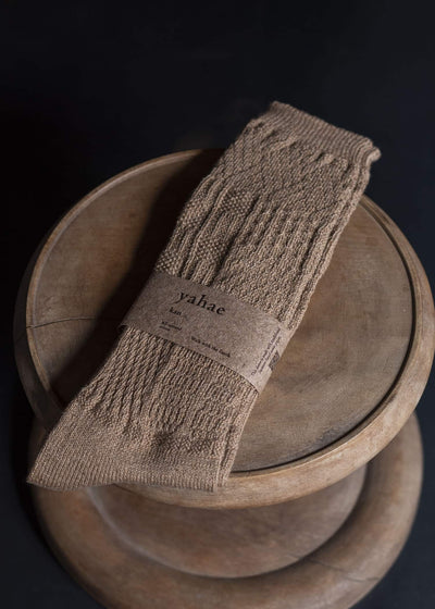 yahae Organic Cotton Yak Knitting Patterns Socks Brown