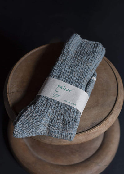 yahae Garabou Organic Cotton Slipper Socks Pale Blue