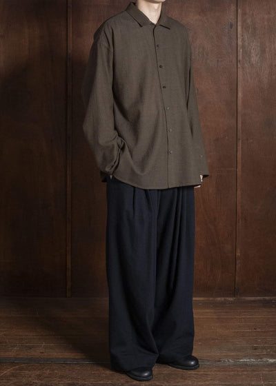 Jurgen Lehl J0564FBM534-95 ウール平薄手シャツ 茶