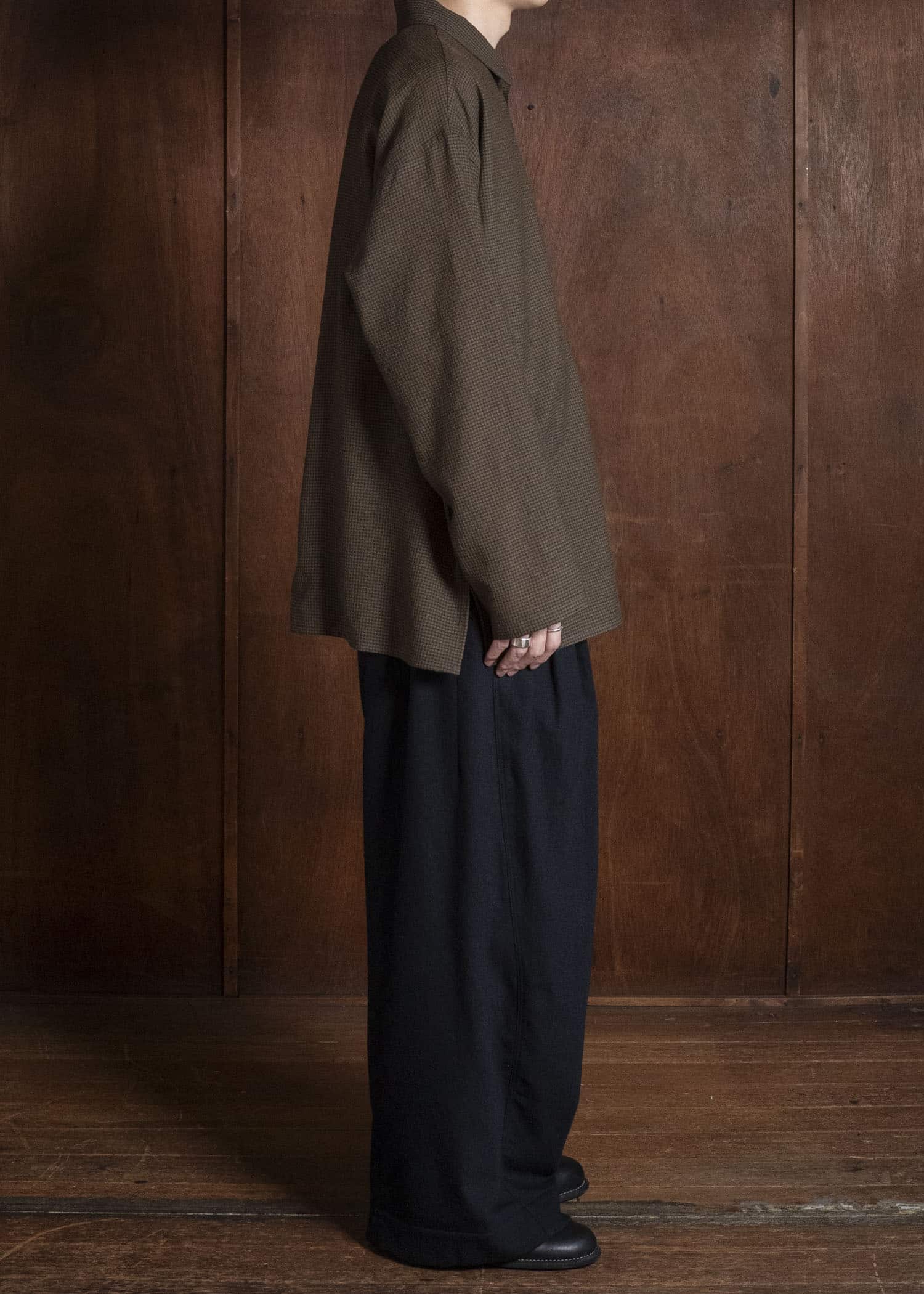 Jurgen Lehl J0564FBM534-95 ウール平薄手シャツ 茶