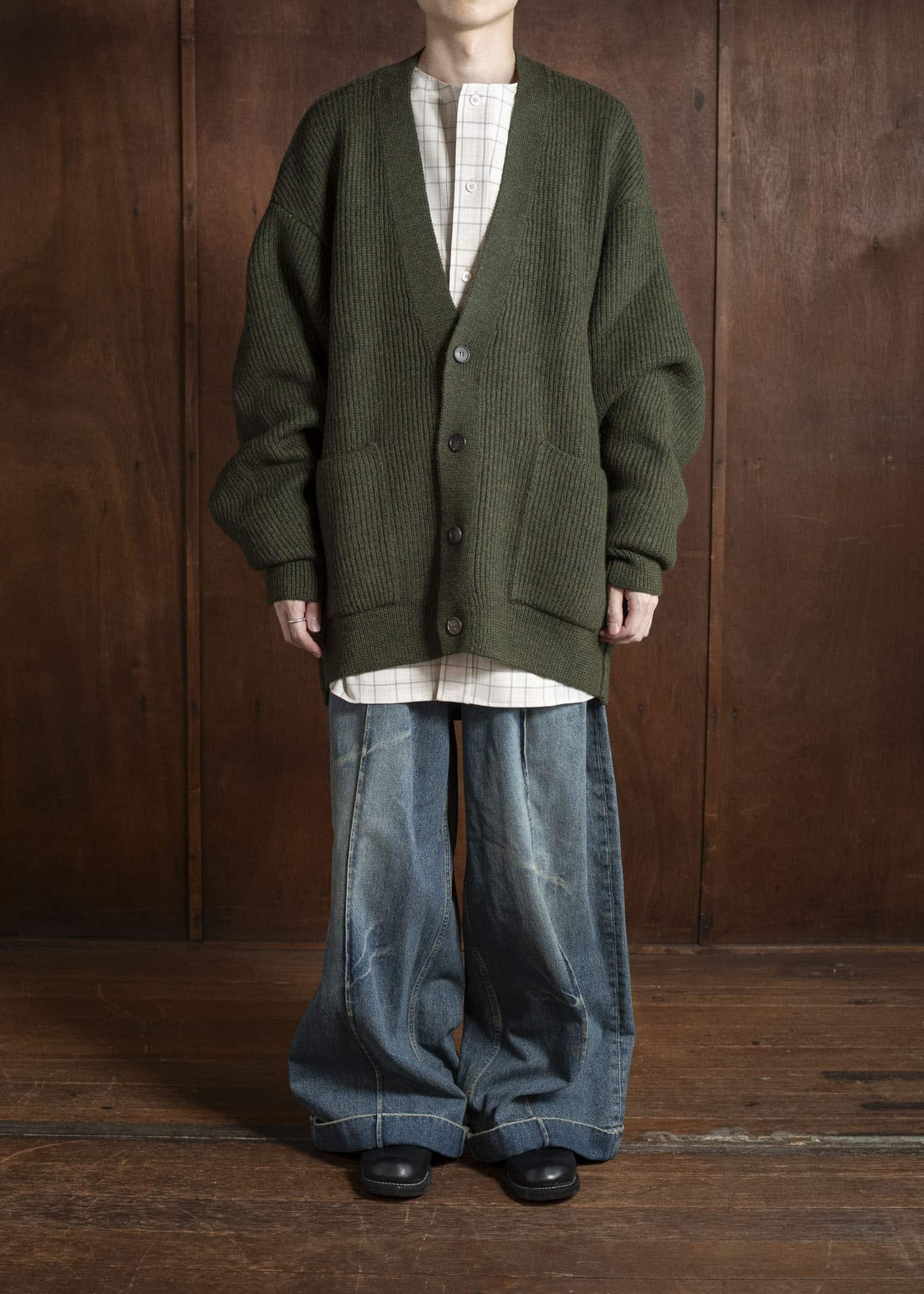 HED MAYNER CARDIGAN HB619-312-MEDIUM GREEN HMMB75089A- HB619