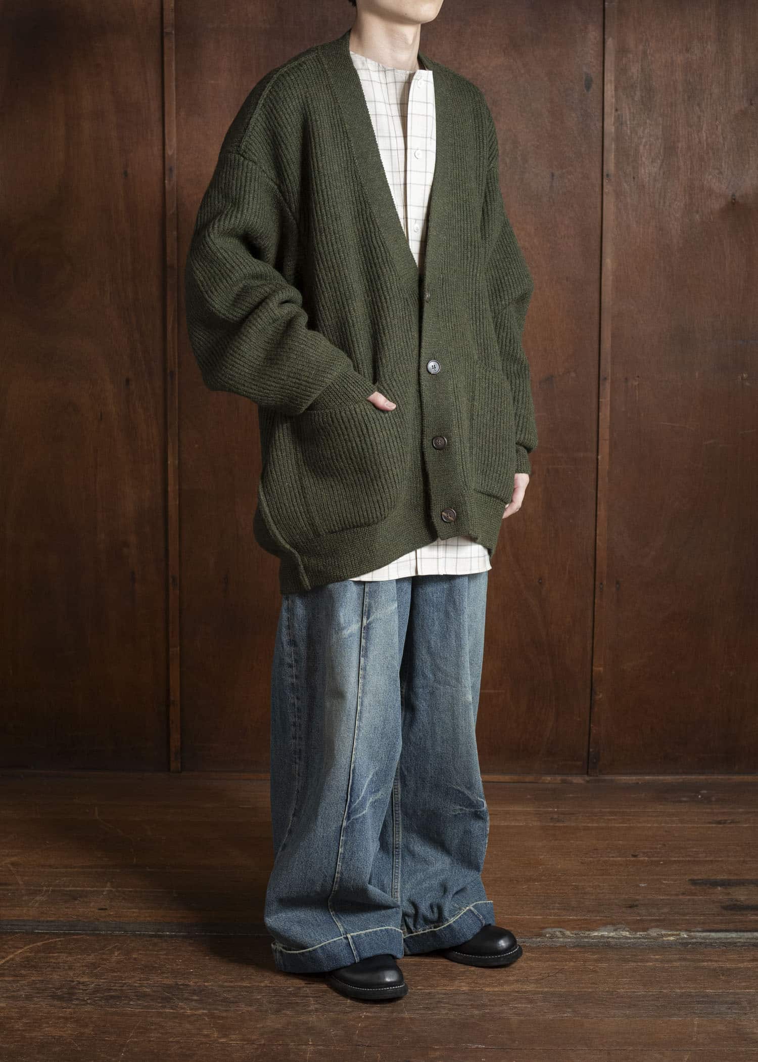 HED MAYNER CARDIGAN HB619-312-MEDIUM GREEN HMMB75089A- HB619