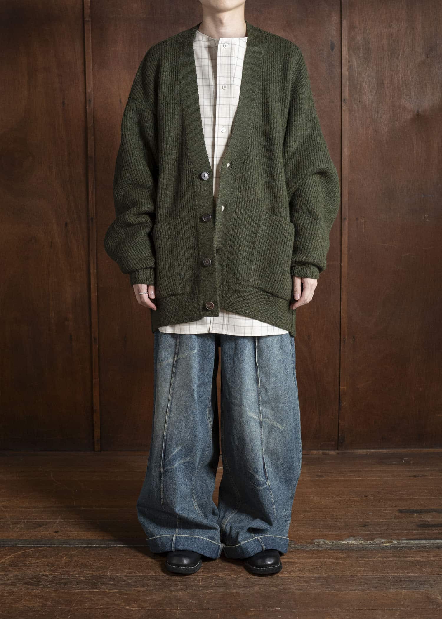 HED MAYNER CARDIGAN HB619-312-MEDIUM GREEN HMMB75089A- HB619