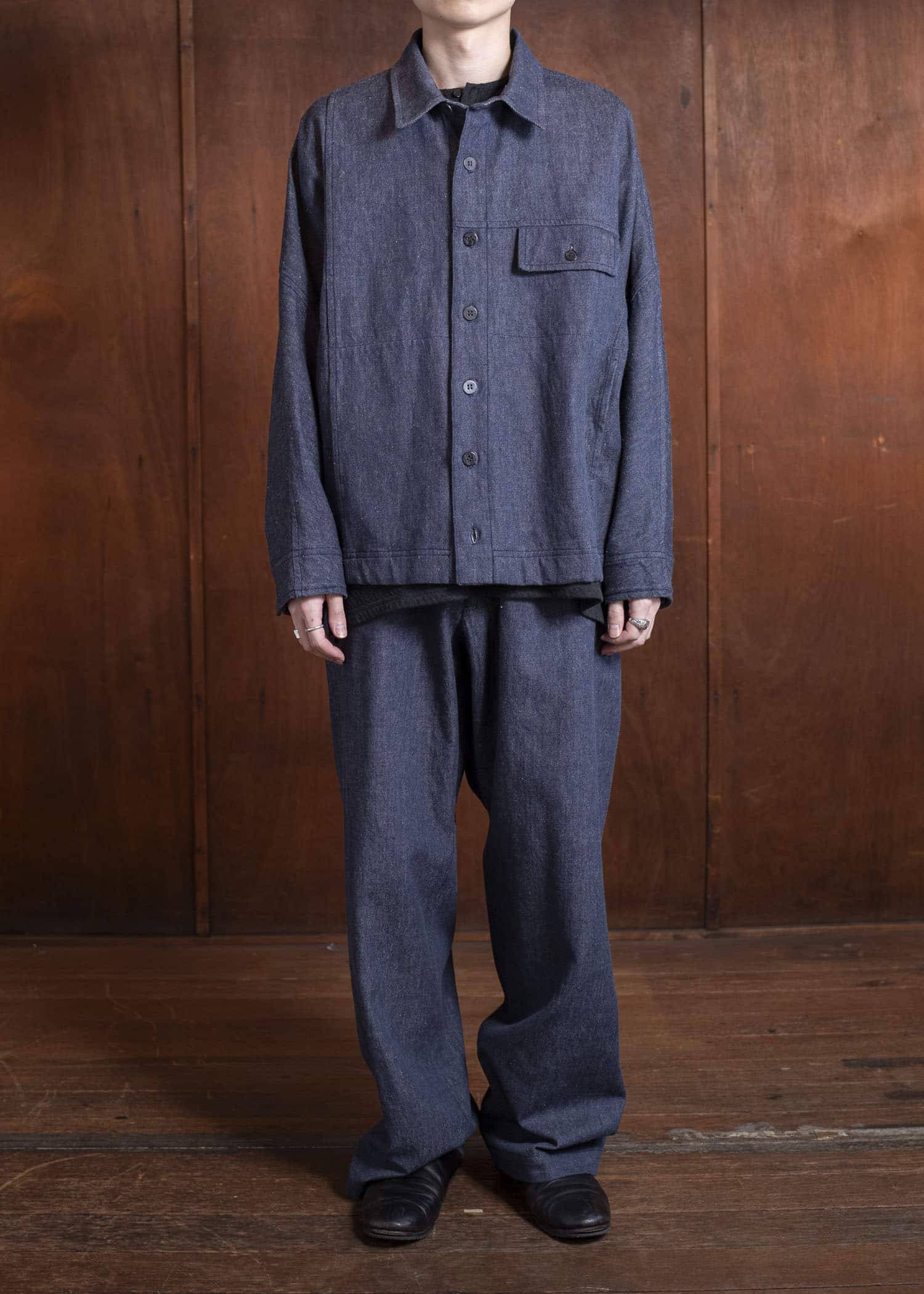 Jurgen Lehl カーディデニムレンテンテーパードパンツ Navy J0551FPM353