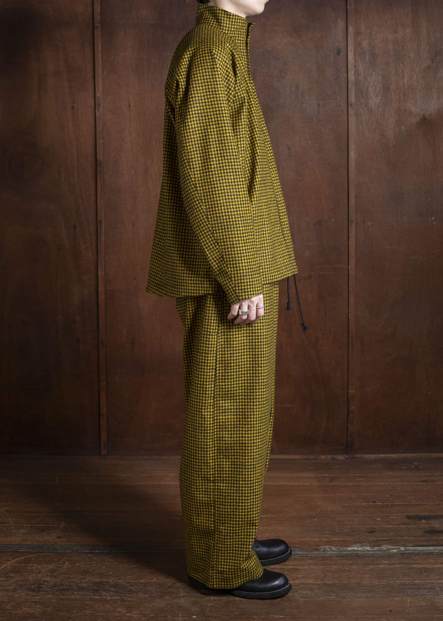 unkruid hutten shirt black yellow checked fine loden