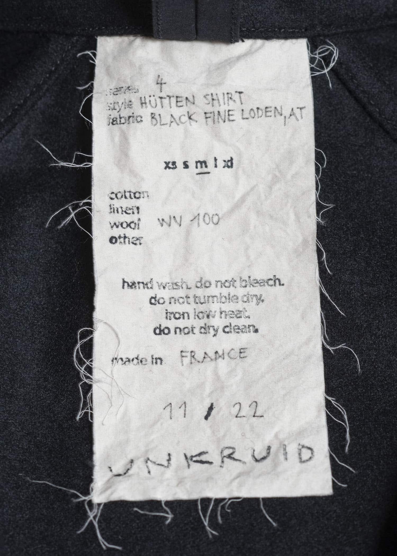 unkruid hutten shirt black fine loden