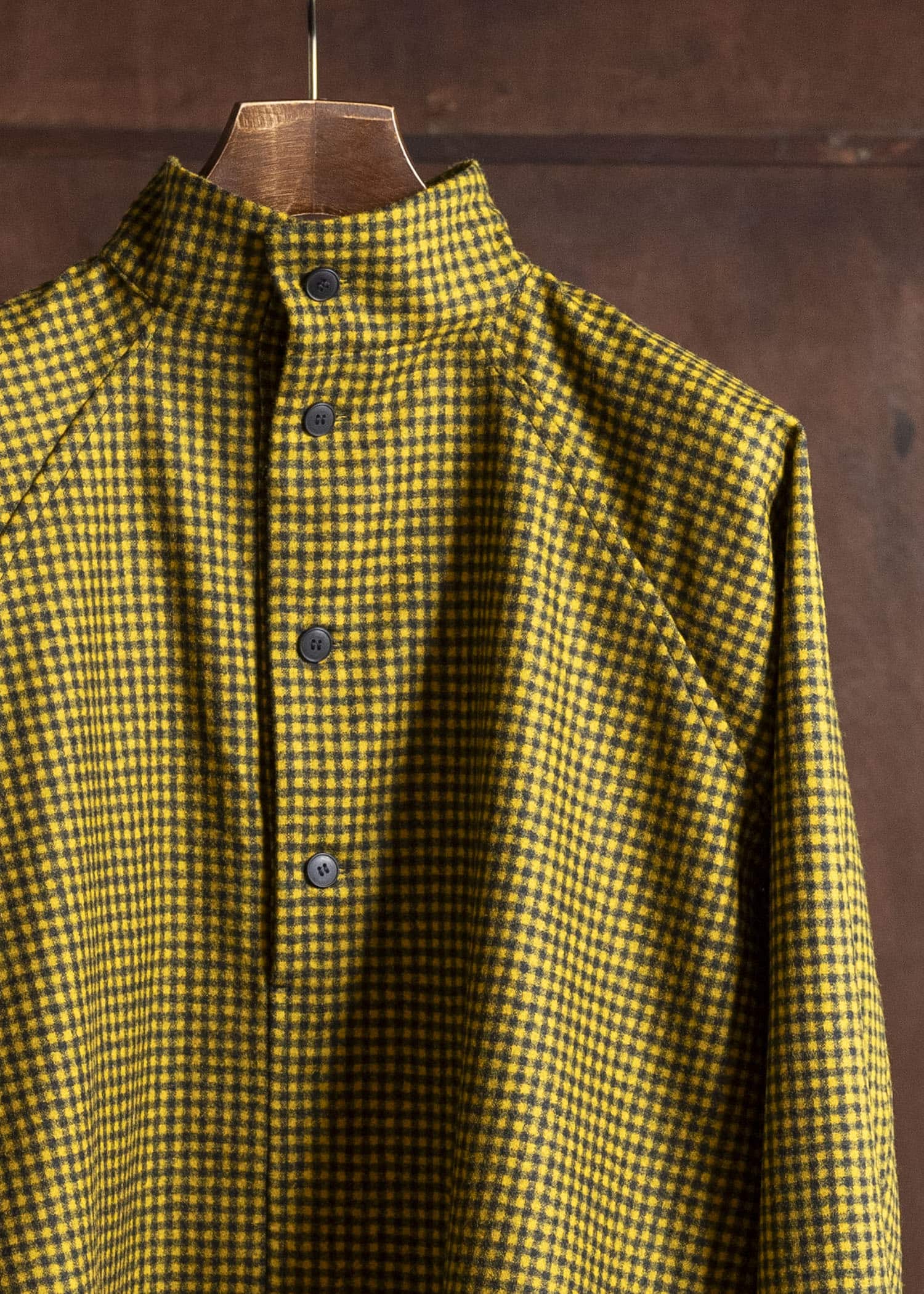 unkruid hutten shirt black yellow checked fine loden