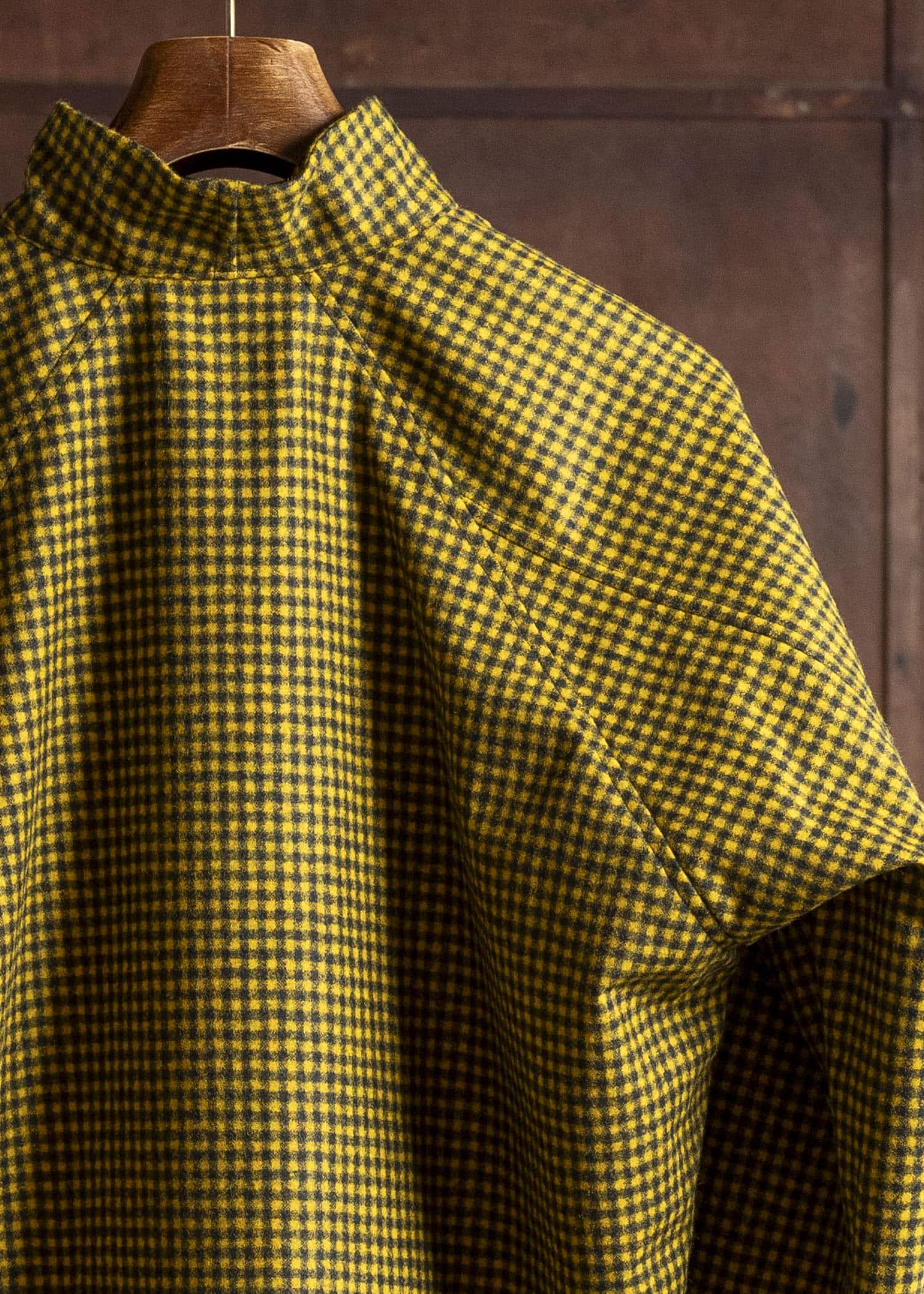unkruid hutten shirt black yellow checked fine loden