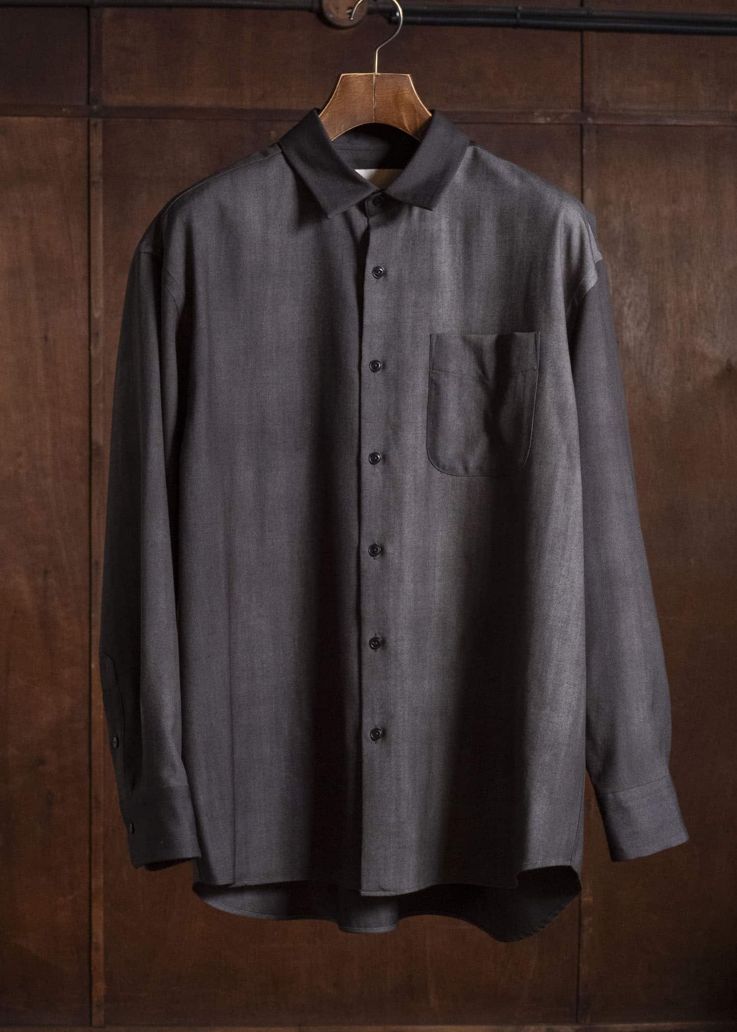YOKO SAKAMOTO YS-26AW-55-CHARCOAL GRAY × GRAY Regular Collar Shirt CHARCOAL GRAY × GRAY