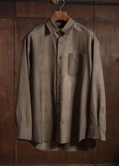 YOKO SAKAMOTO YS-26AW-55-OLIVE × BEIGE Regular Collar Shirt OLIVE × BEIGE