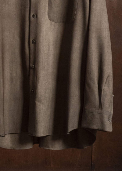 YOKO SAKAMOTO YS-26AW-55-OLIVE × BEIGE Regular Collar Shirt OLIVE × BEIGE