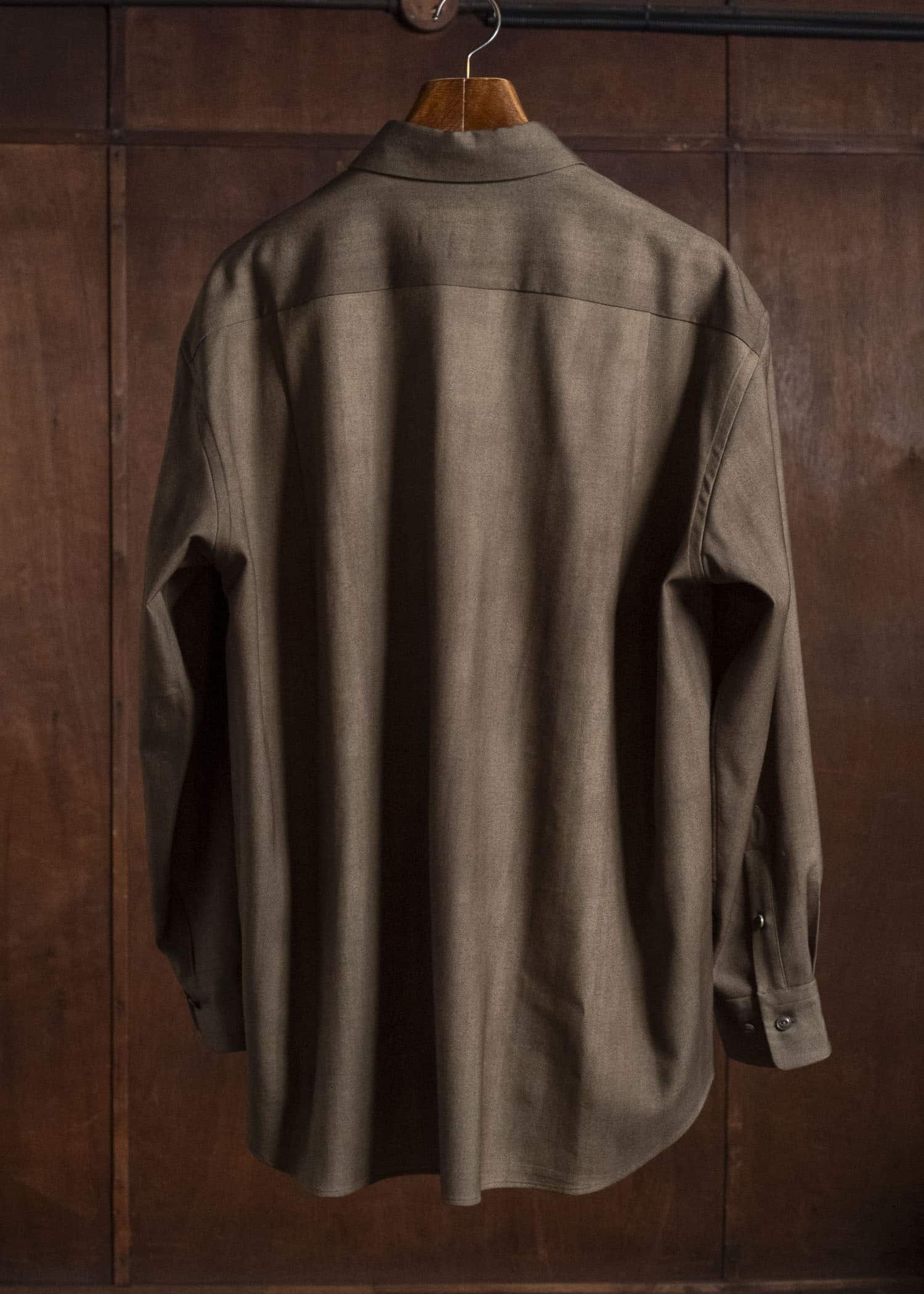 YOKO SAKAMOTO YS-26AW-55-OLIVE × BEIGE Regular Collar Shirt OLIVE × BEIGE