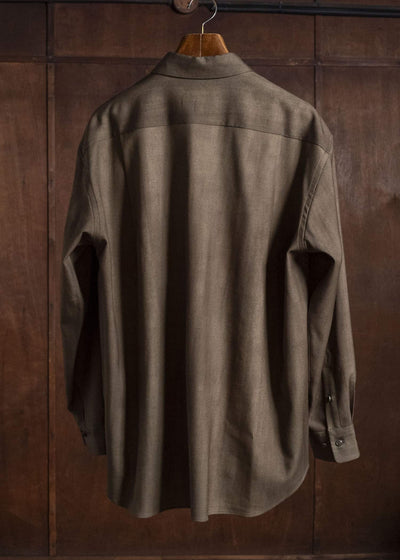YOKO SAKAMOTO YS-26AW-55-OLIVE × BEIGE Regular Collar Shirt OLIVE × BEIGE