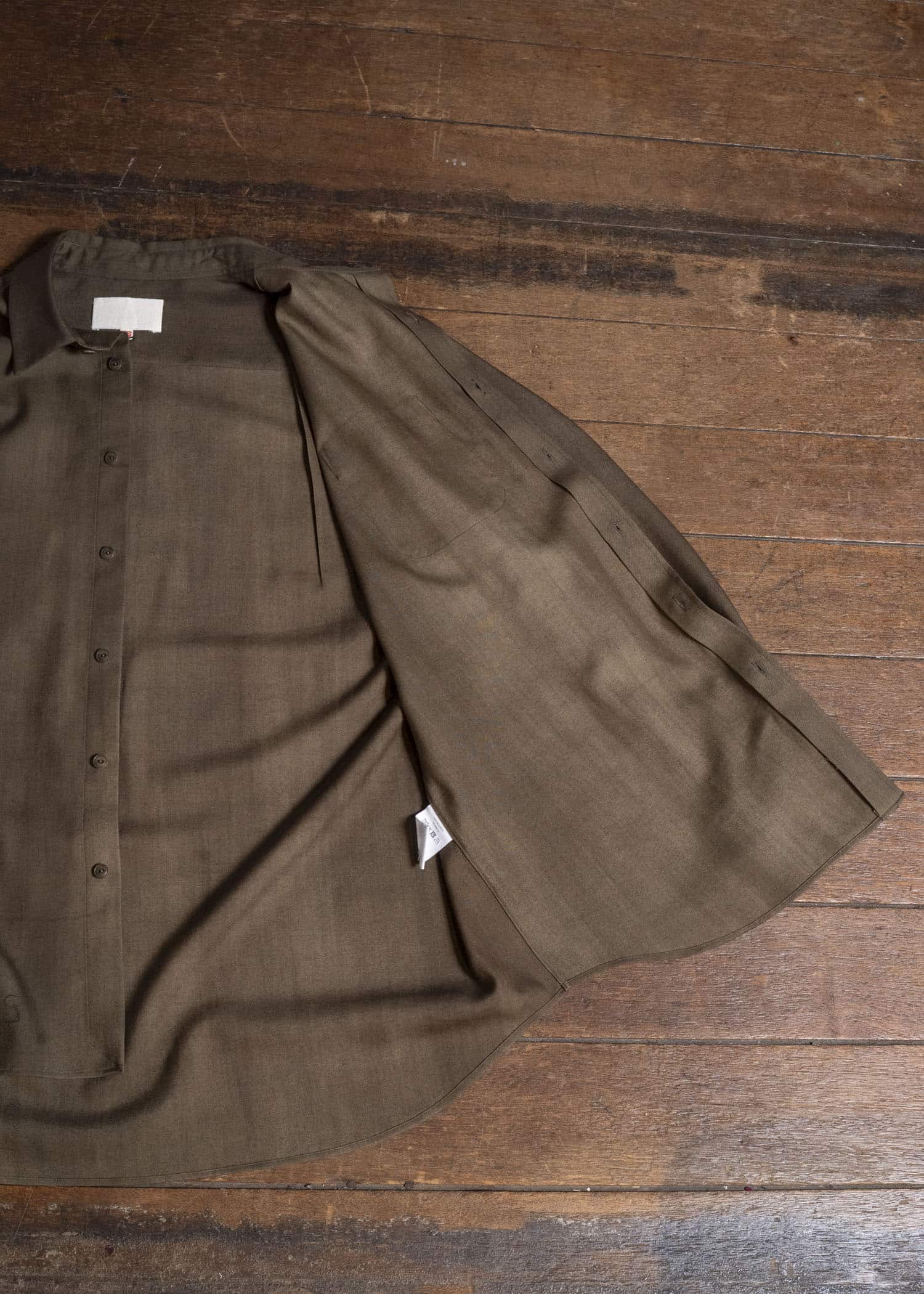 YOKO SAKAMOTO YS-26AW-55-OLIVE × BEIGE Regular Collar Shirt OLIVE × BEIGE
