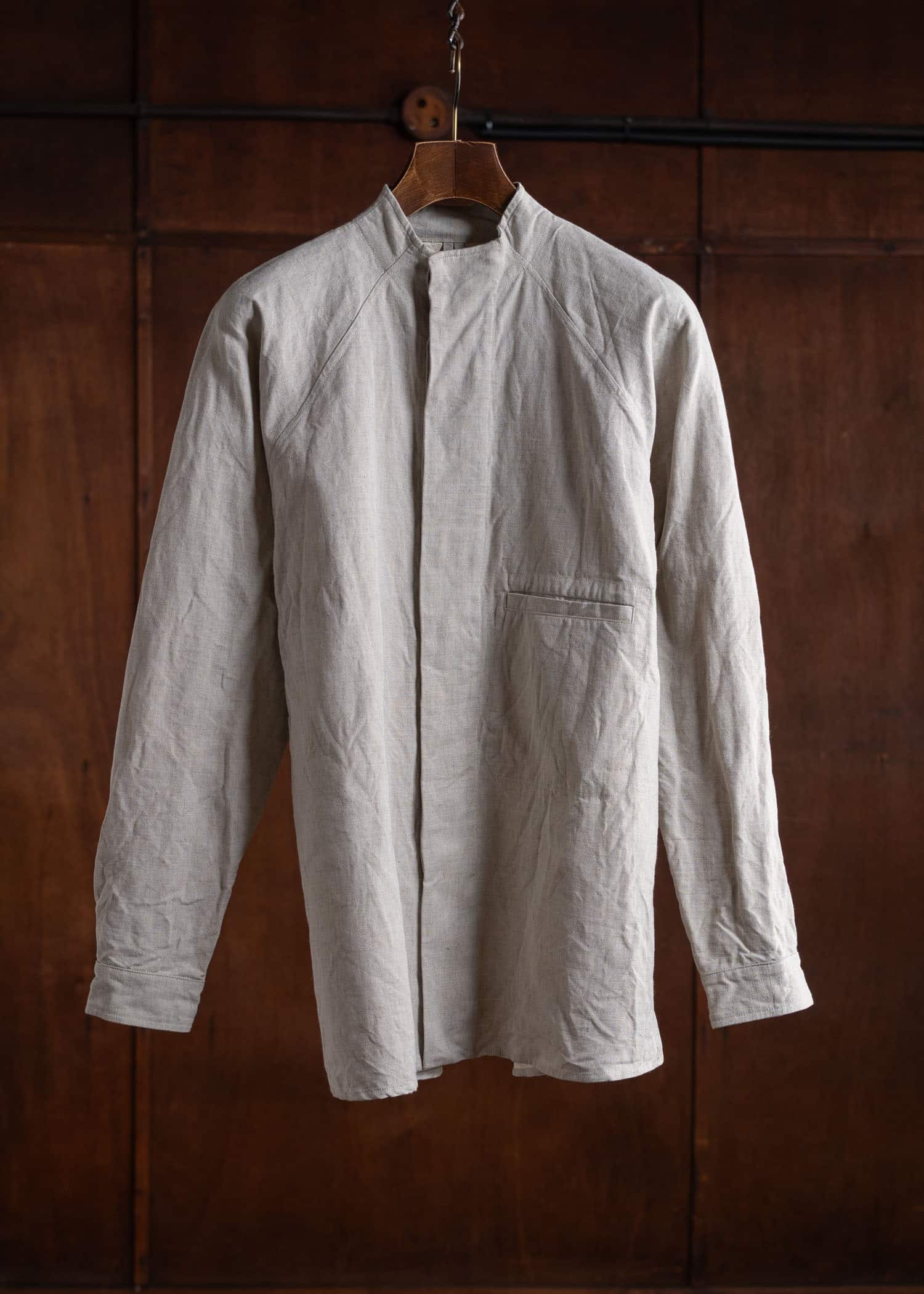 unkruid Stand Collar Shirt Natural farmers cloth