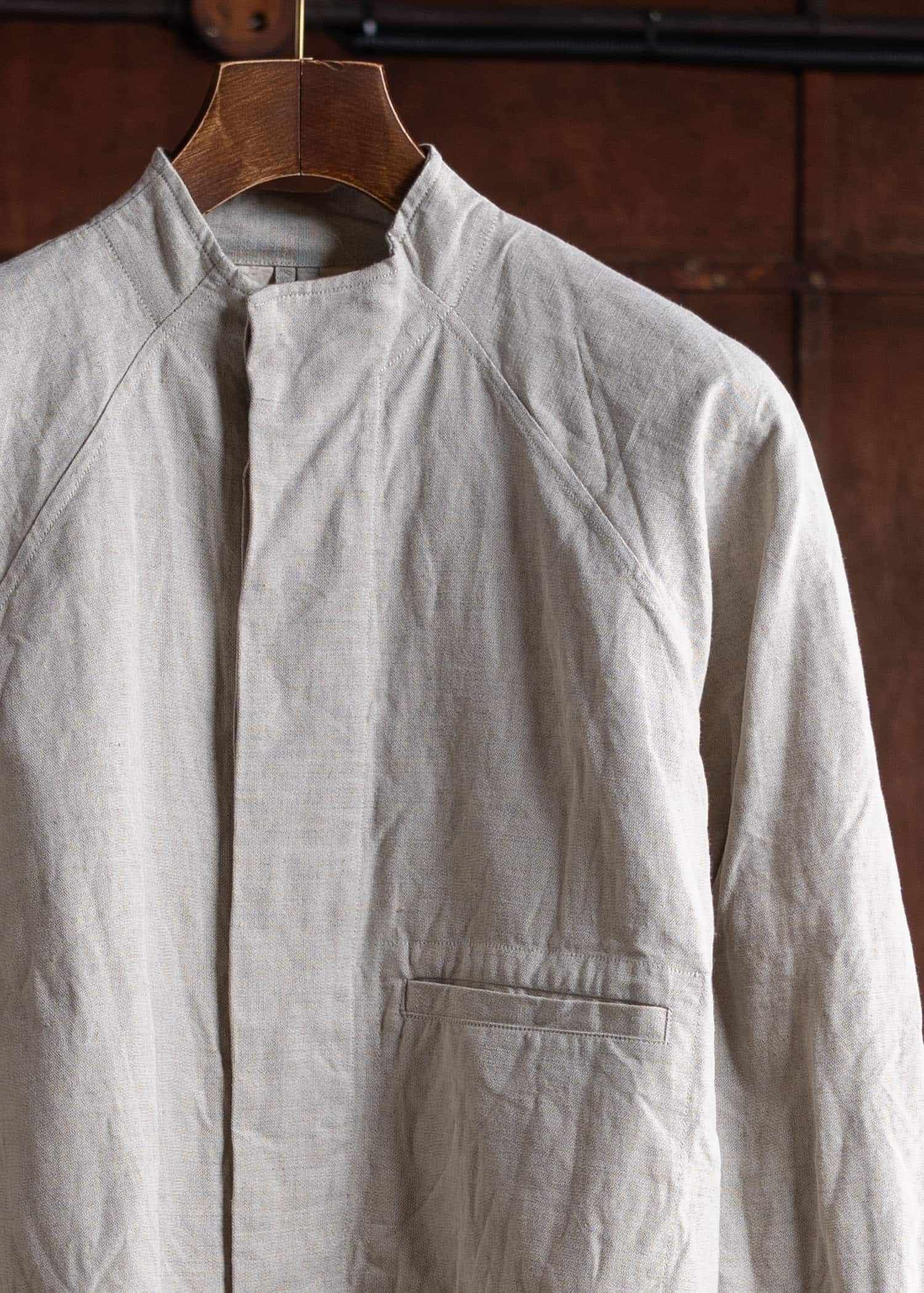 unkruid Stand Collar Shirt Natural farmers cloth