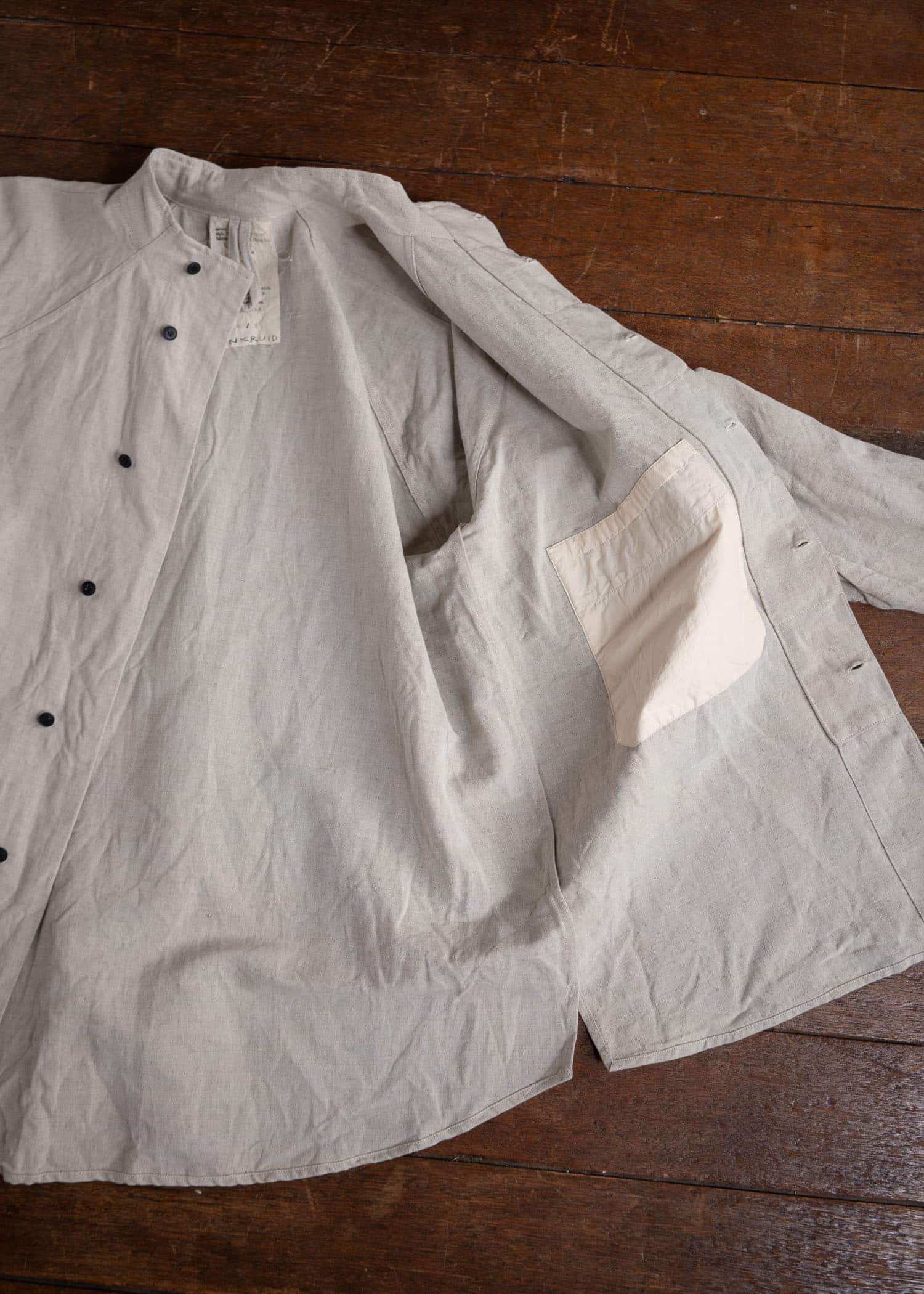 unkruid Stand Collar Shirt Natural farmers cloth