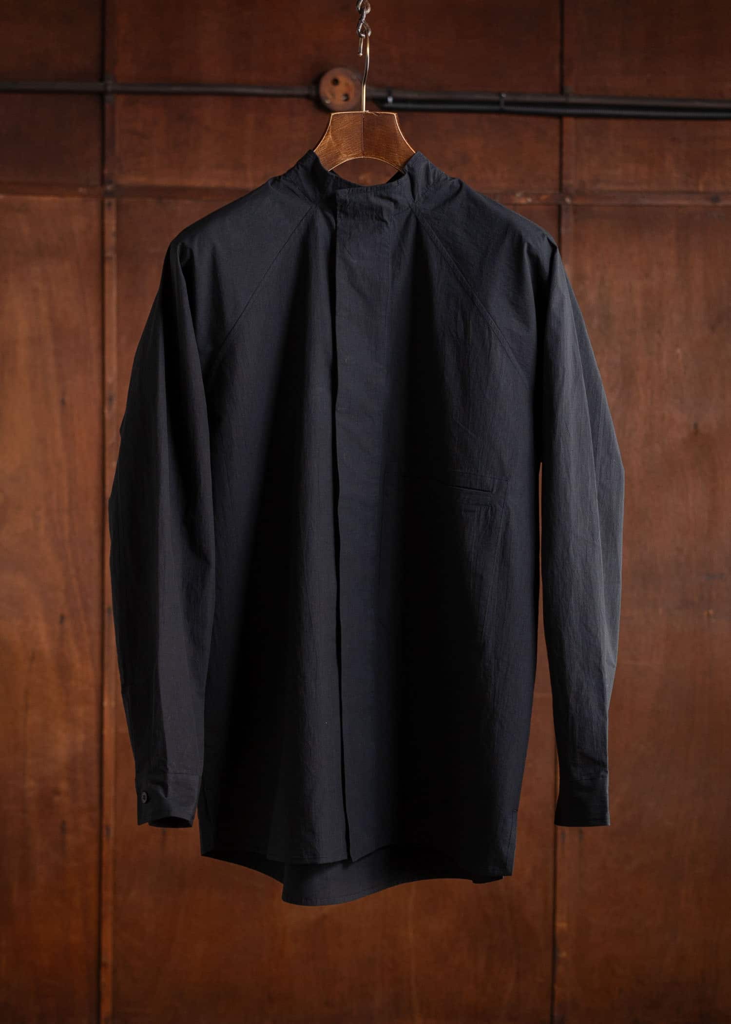 unkruid Stand Collar Shirt Black ultra-dense typewriter