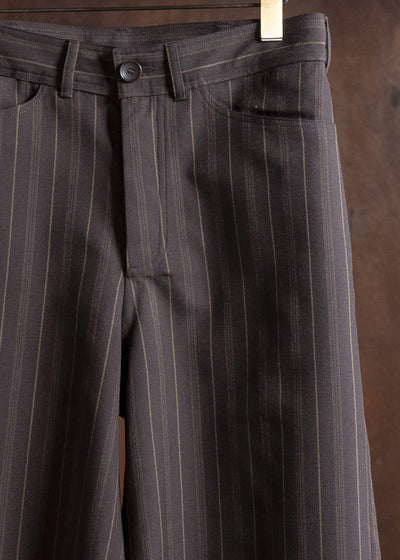 unkruid inmo trousers brown striped worsted suiting