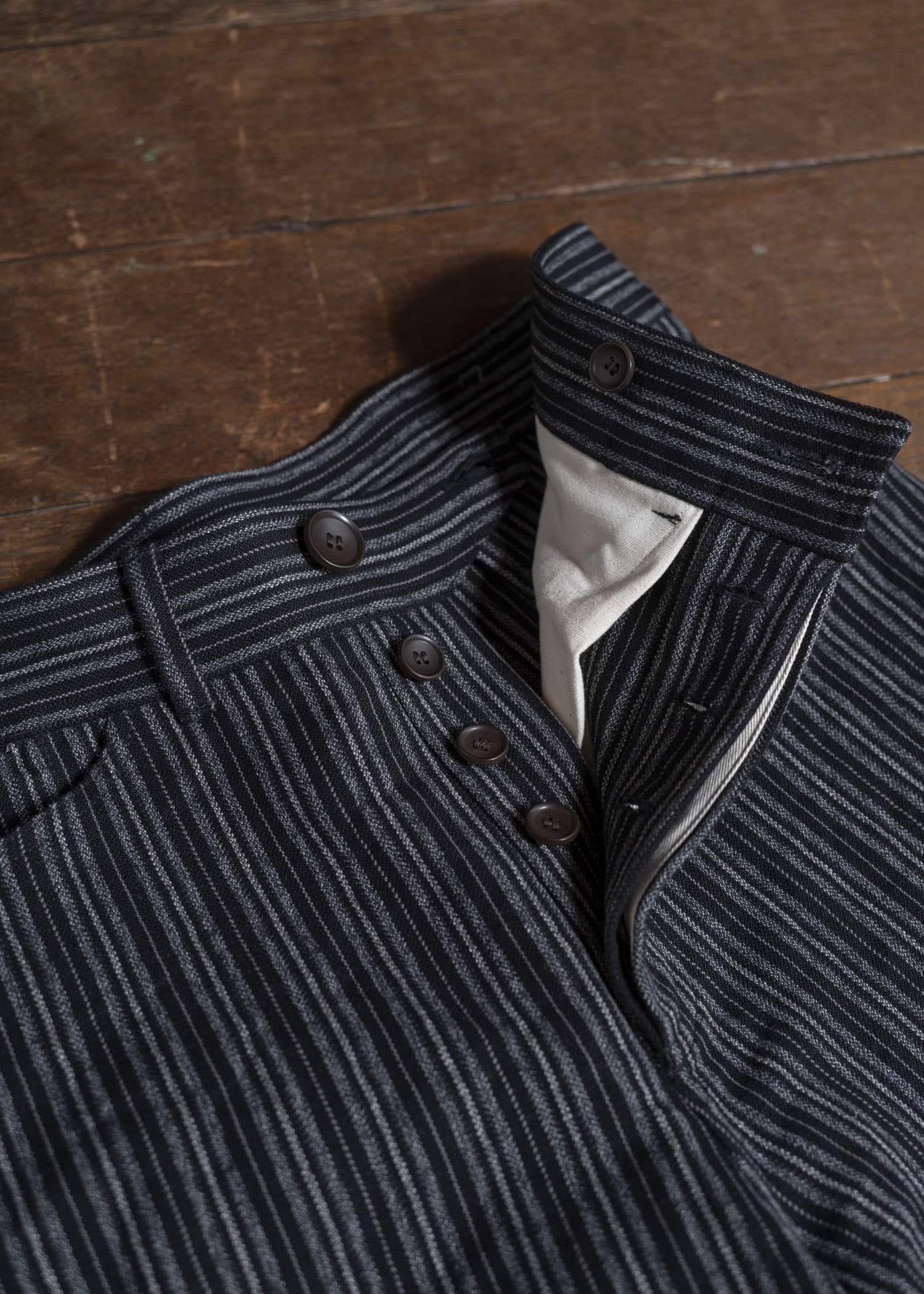 unkruid inmo trousers black striped heavy coutil